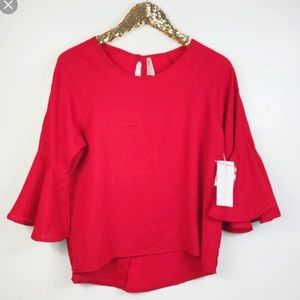 Red Bell Sleeves Top